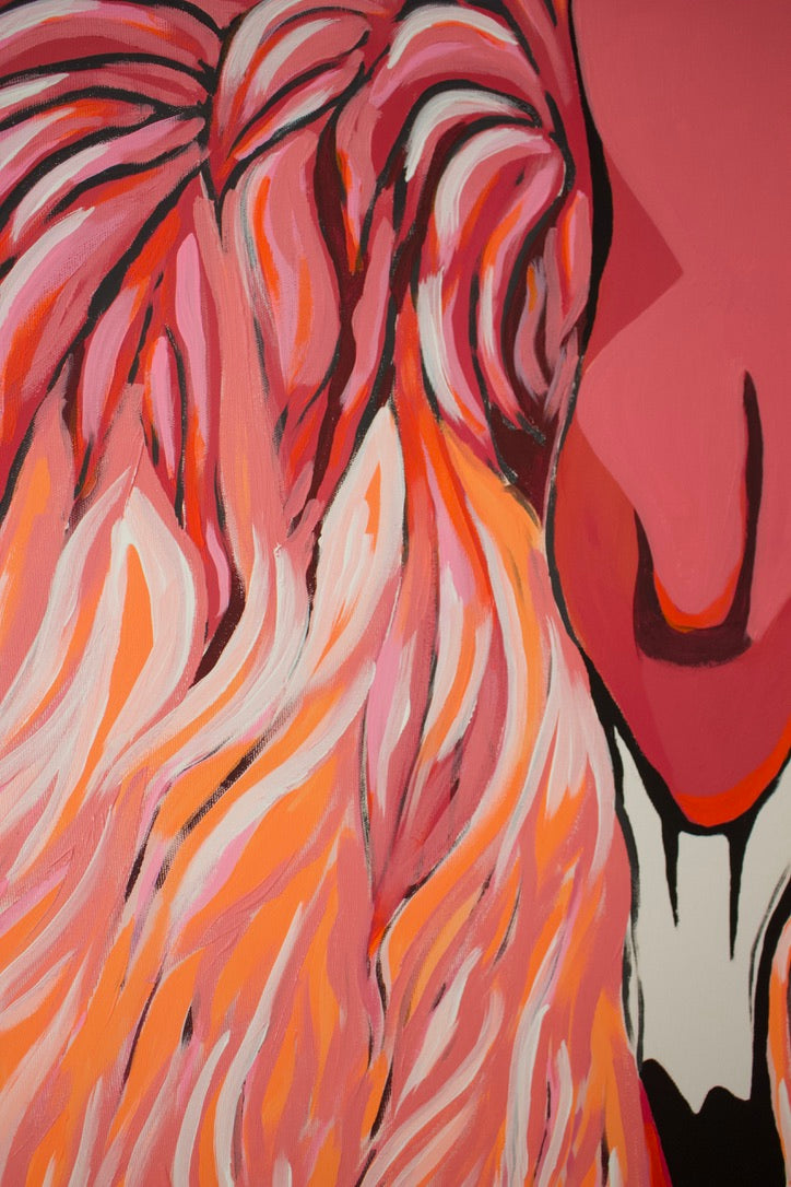 Original Kunstwerk "Flamingo_Fantasie" aus der Reihe Begegnungen Malibu 2024