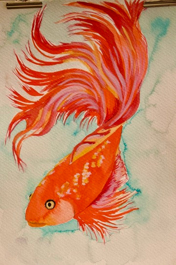 Original Kunstwerk "Goldfish" aus der Reihe Begegnungen Malibu 2024