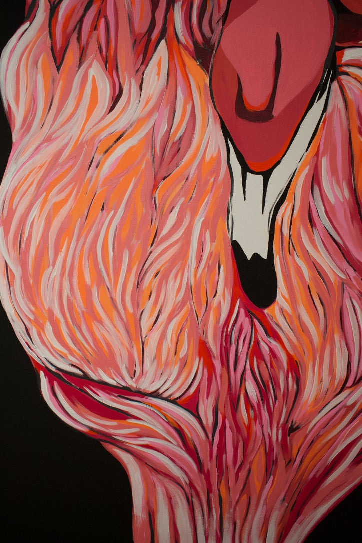 Original Kunstwerk "Flamingo_Fantasie" aus der Reihe Begegnungen Malibu 2024