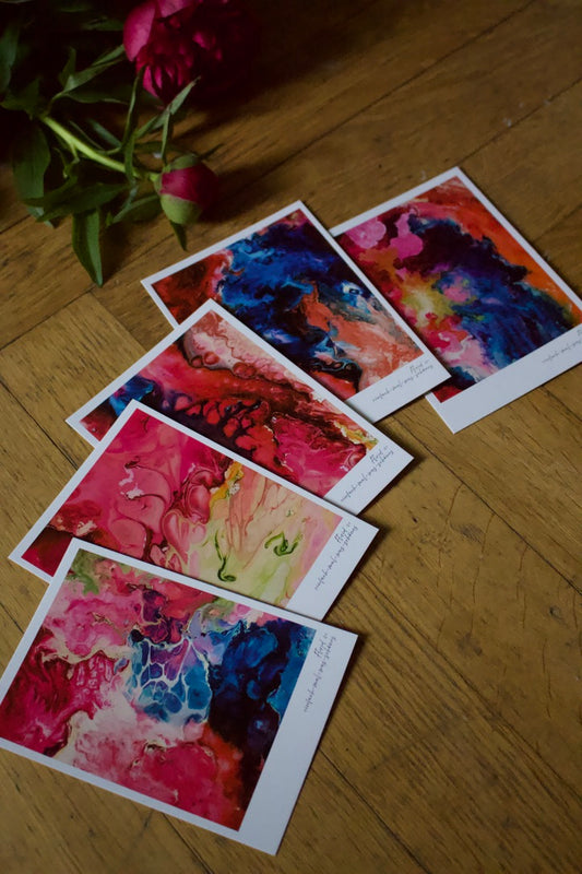 Postkarten 5er Set "Springt" aus der Reihe Fluid