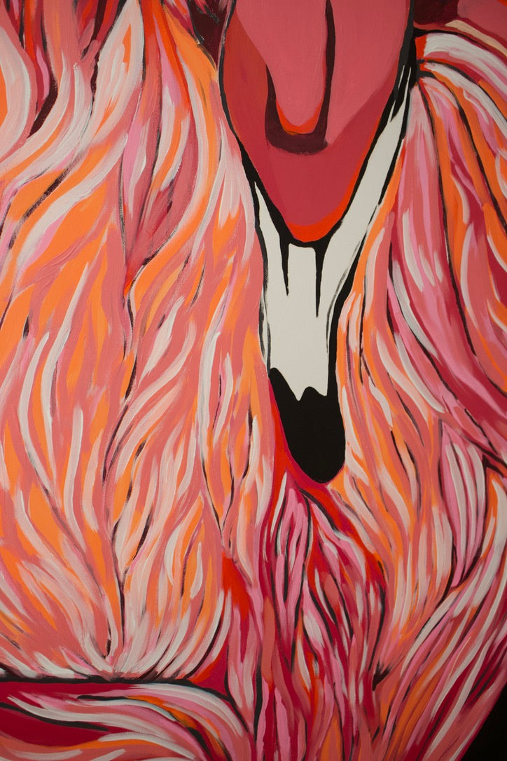 Original Kunstwerk "Flamingo_Fantasie" aus der Reihe Begegnungen Malibu 2024