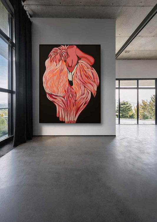 Original Kunstwerk "Flamingo_Fantasie" aus der Reihe Begegnungen Malibu 2024