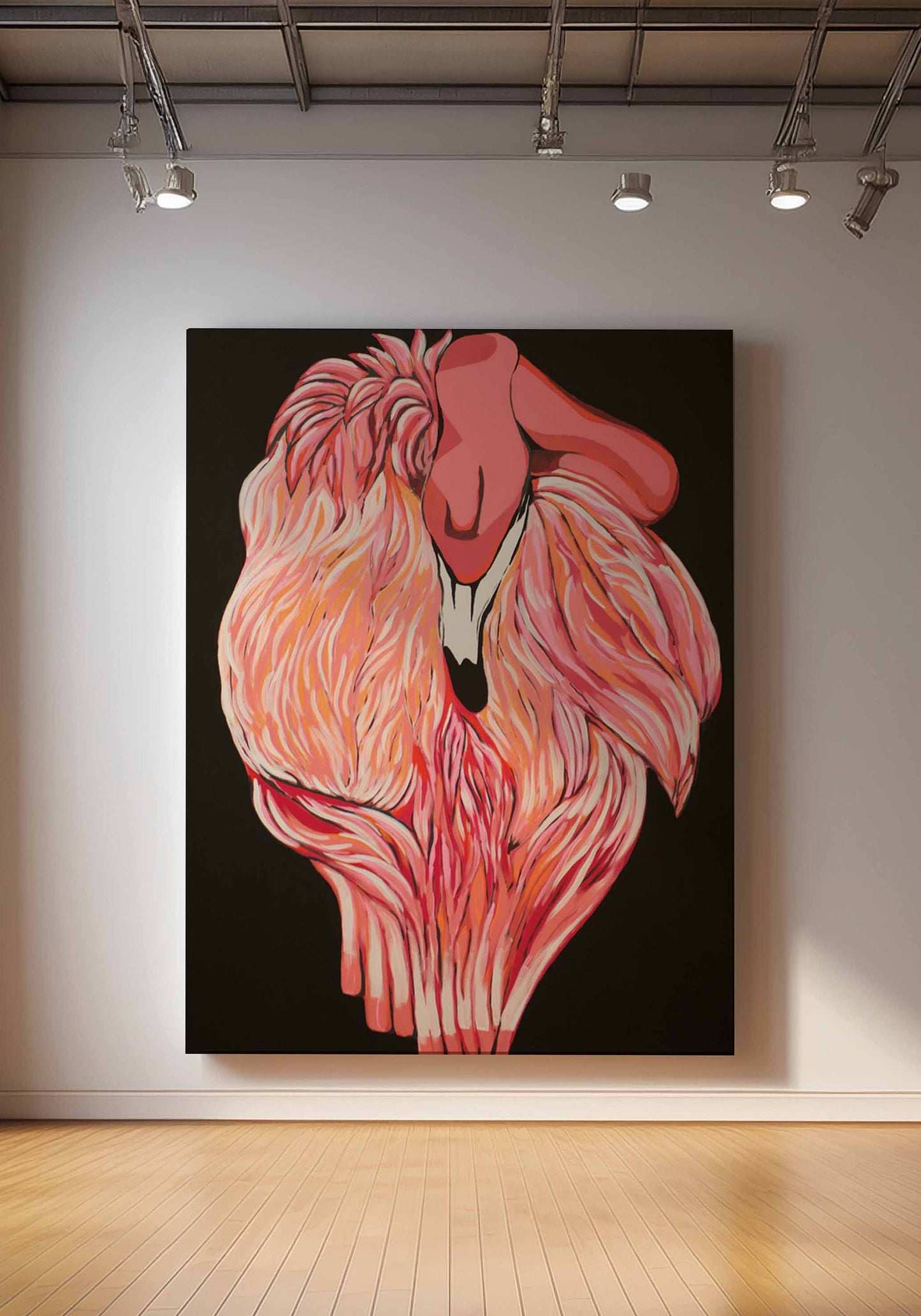 Original Kunstwerk "Flamingo_Fantasie" aus der Reihe Begegnungen Malibu 2024